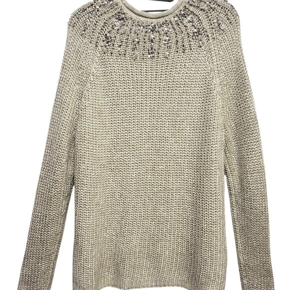 Polo Ralph Lauren Ecru Lurex Beaded Roll Neck Sweater - Picture 7 of 15